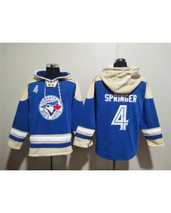 Men's Toronto Blue Jays #4 George Springer Royal Ageless Must-Have Lace-Up Pullover Hoodie