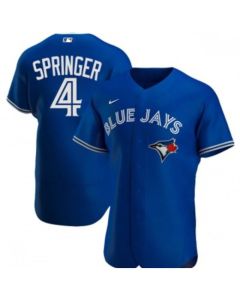 Men's Toronto Blue Jays #4 George Springer Royal Flex Base Stitched Jersey