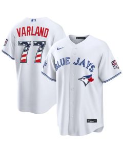 Men's Toronto Blue Jays #77 Louis Varland White 2026 All-Star Edition Stars & Stripes Stadium Jersey