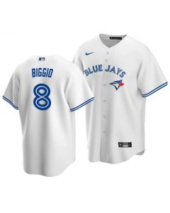 Men's Toronto Blue Jays #8 Cavan Biggio White Cool Base Stitched Jersey
