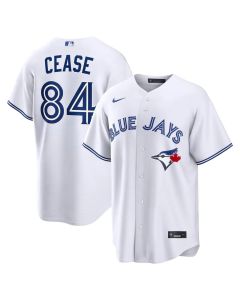 Men's Toronto Blue Jays #84 Dylan Cease White Cool Base Stitched Jersey (Blue White)