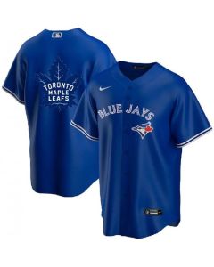Men's Toronto Blue Jays & Leafs Royal With Royal Leafs Log Cool Base Stitched Jersey