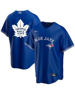 Men's Toronto Blue Jays & Leafs Royal With White Leafs Log Cool Base Stitched Jersey