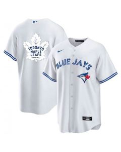 Men's Toronto Blue Jays & Leafs White Cool Base Stitched Jersey