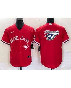 Men's Toronto Blue Jays Red Team Big Logo Cool Base Stitched Baseball Jersey