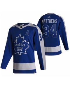 Men's Toronto Maple Leafs #34 Auston Matthews 2020/2021 Blue Reverse Retro Special Edition Stitched Jersey