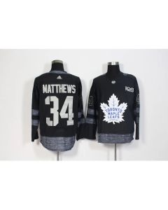 Men's Toronto Maple Leafs #34 Auston Matthews Black 1917-2017 100th Anniversary Stitched NHL Jersey