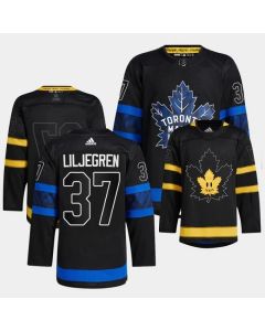 Men's Toronto Maple Leafs Black #37 Timothy Liljegren Alternate Premier Reversible Stitched Jersey