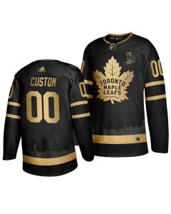 Men's Toronto Maple Leafs Personalized Black Golden Stitched NHL Jersey
