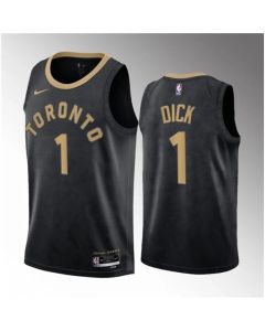 Men's Toronto Raptors #1 Gradey Dick Black 2023 Draft City Edition Stitched Basketball Jersey