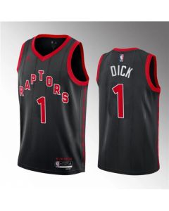 Men's Toronto Raptors #1 Gradey Dick Black 2023 Draft Statement Edition Stitched Basketball Jersey