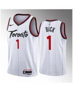Men's Toronto Raptors #1 Gradey Dick White 2023/24 Association Edition Stitched Basketball Jersey