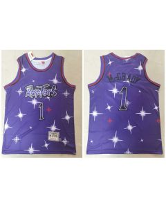 Men's Toronto Raptors #1 Tracy Mcgrady Purple Swingman Gold Classic Airbrush Stitched Jersey