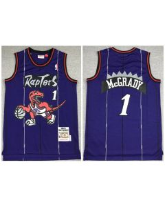 Men's Toronto Raptors #1 Tracy Mcgrady Purple Throwback Stitched Jersey