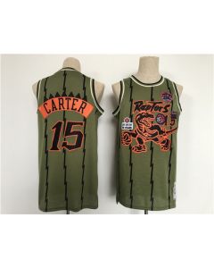Men's Toronto Raptors #15 Vince Carter Oilve Throwback Stitched Jersey