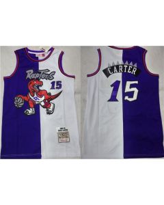 Men's Toronto Raptors #15 Vince Carter Purple/White Splite Throwback Stitched Jersey