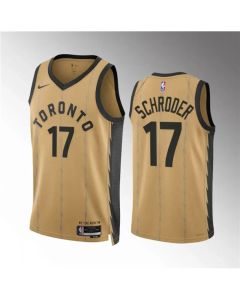 Men's Toronto Raptors #17 Dennis Schroder Gold 2023/24 City Edition Stitched Basketball Jersey