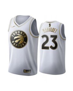 Men's Toronto Raptors #23 Fred VanVleet White Golden Stitched Jersey