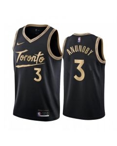 Men's Toronto Raptors #3 OG Anunoby Black City Edition Stitched Jersey