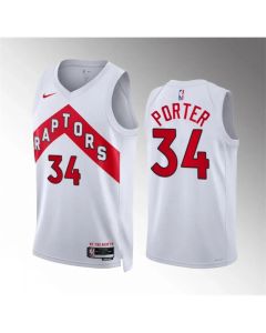 Men's Toronto Raptors #34 Jontay Porter White Association Edition Stitched Basketball Jersey