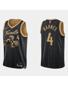 Men's Toronto Raptors #4 Scottie Barnes 2021/22 City Edition Black 75th Anniversary Swingman Stitched Basketball Jersey