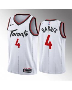 Men's Toronto Raptors #4 Scottie Barnes White 2023/24 Association Edition Stitched Basketball Jersey