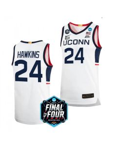 Men's UConn Huskies #24 Jordan Hawkins White Stitched Basketball Jersey