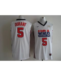 Men's USA 1992 Dream Team #5 Kevin Durant Authentic White Stitched NBA Jersey