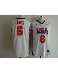 Men's USA 1992 Dream Team #6 LeBron James Authentic White Stitched NBA Jersey