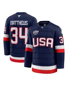 Men's USA #34 Auston Matthews Navy 2025 4 Nations Face-Off Stitched Jersey (Navy)