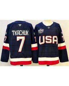 Men's USA #7 Keith Tkachuk Navy 2025 4 Nations Face-Off Stitched Jersey
