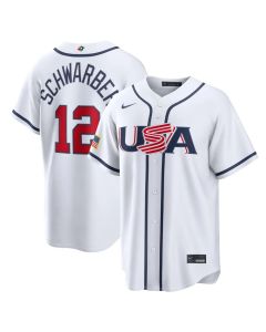 Men's USA Baseball #12 Kyle Schwarber White 2026 World Baseball Classic Home Stadium Jersey (White)