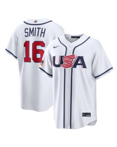 Men's USA Baseball #16 Will Smith White 2026 World Baseball Classic Home Stadium Jersey (White)