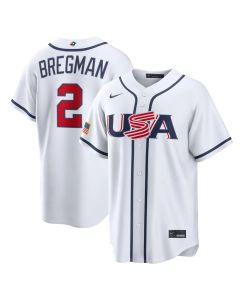 Men's USA Baseball #2 Alex Bregman White 2026 World Baseball Classic Home Stadium Jersey (White)