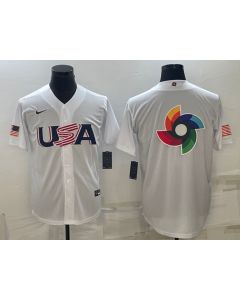 Men's USA Baseball 2023 White World Baseball Big Logo Classic Stitched Jersey (White)
