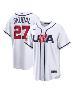 Men's USA Baseball #27 Tarik Skubal White 2026 World Baseball Classic Home Stadium Jersey (White)