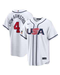 Men's USA Baseball #4 Pete Crow-Armstrong White 2026 World Baseball Classic Home Stadium Jersey (White)