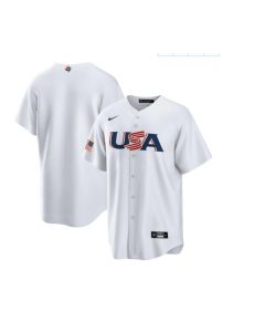 Men's USA Baseball Blank 2023 White World Baseball Classic Stitched Jersey (White)