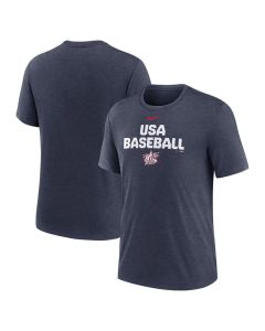 Men's USA Baseball Heather Navy 2026 World Baseball Classic Stacked Tri-Blend T-Shirt (Navy)