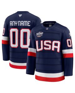 Men's USA Custom Navy 2025 4 Nations Face-Off Stitched Jersey