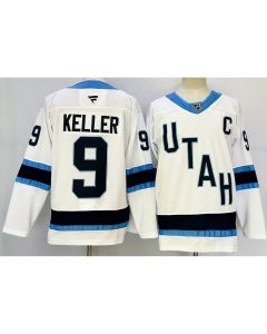 Men's Utah Hockey Club #9 Clayton Keller White 2024-25 With C Patch Stitched Jersey