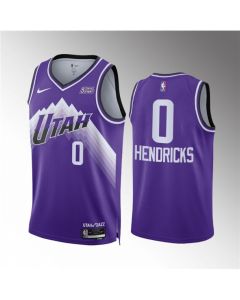 Men's Utah Jazz #0 Taylor Hendricks Purple 2023/24 City Edition Stitched Basketball Jersey