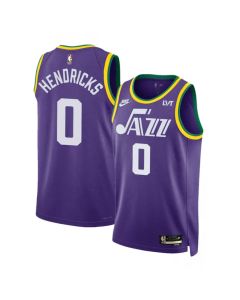 Men's Utah Jazz #0 Taylor Hendricks Purple 2023 Classic Edition Stitched Basketball Jersey