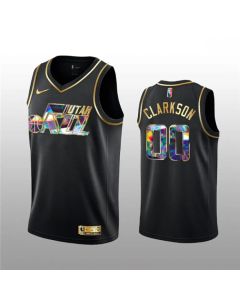 Men's Utah Jazz #00 Jordan Clarkson 2021/22 Black Golden Edition 75th Anniversary Diamond Logo Stitched Basketball Jersey