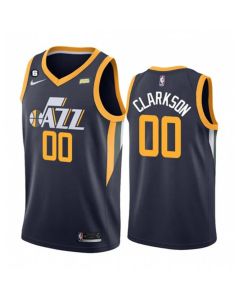 Men's Utah Jazz #00 Jordan Clarkson Navy Icon Edition With No.6 Patch Swingman Stitched Jersey