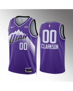 Men's Utah Jazz #00 Jordan Clarkson Purple 2023/24 City Edition Stitched Basketball Jersey