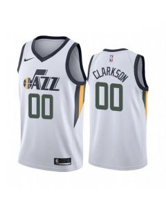 Men's Utah Jazz #00 Jordan Clarkson White Association Edition Swingman Stitched Jersey