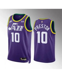 Men's Utah Jazz #10 Jason Preston Purple 2023/24 City Edition Stitched Basketball Jersey