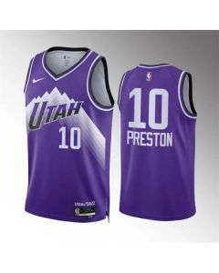 Men's Utah Jazz #10 Jason Preston Purple Classic Edition Stitched Basketball Jersey