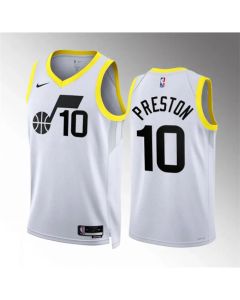 Men's Utah Jazz #10 Jason Preston White Association Edition Stitched Basketball Jersey